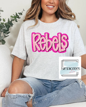 Load image into Gallery viewer, Pink Glitter Bubble Letters Team Spirit Tee