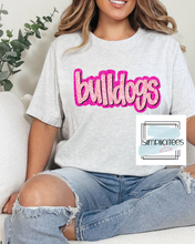 Load image into Gallery viewer, Pink Glitter Bubble Letters Team Spirit Tee
