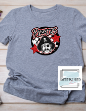 Load image into Gallery viewer, Pirate Circle Glitter Mascot Head Design ADULT Tee
