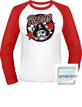 Load image into Gallery viewer, Pirate Circle Glitter Mascot Head Design ADULT Tee