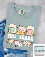 Load image into Gallery viewer, Pastel Pencil Groovy Retro Name Tee CUSTOMIZABLE