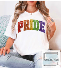 Load image into Gallery viewer, Faux Glitter Embroidery Pride Tshirt