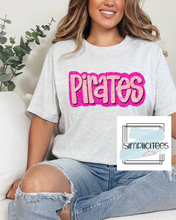Load image into Gallery viewer, Pink Glitter Bubble Letters Team Spirit Tee
