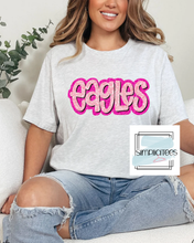 Load image into Gallery viewer, Pink Glitter Bubble Letters Team Spirit Tee

