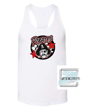 Load image into Gallery viewer, Pirate Circle Glitter Mascot Head Design ADULT Tee
