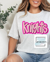 Load image into Gallery viewer, Pink Glitter Bubble Letters Team Spirit Tee
