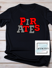 Load image into Gallery viewer, Red and Checkered PIRATES Design ADULT Tee
