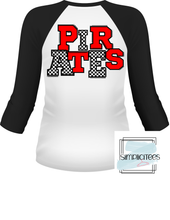 Load image into Gallery viewer, Red and Checkered PIRATES Design ADULT Tee
